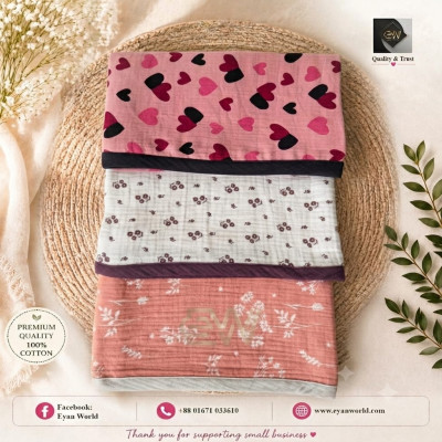 Premium Muslin Baby Katha -3 Pcs Combo