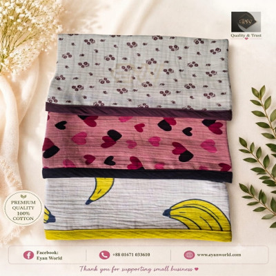 Premium Muslin Baby Katha -3 Pcs Combo