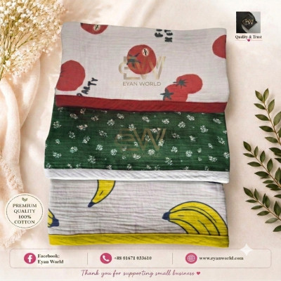 Premium Muslin Baby Katha - 3 Pcs Combo