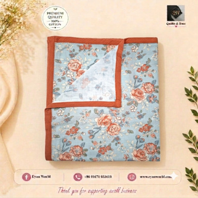 Premium 2-Layer Cotton Muslin Baby Katha / Swaddle Wrap -1Pcs