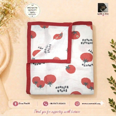 Premium 2-Layer Cotton Muslin Baby Katha / Swaddle Wrap -1Pcs