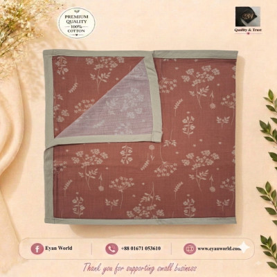 Premium 2-Layer Cotton Muslin Baby Katha / Swaddle Wrap -1Pcs