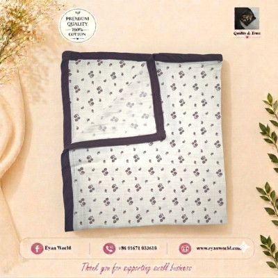 Premium 2-Layer Cotton Muslin Baby Katha / Swaddle Wrap -1Pcs