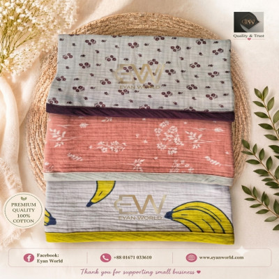 Premium Muslin Baby Katha -3 Pcs Combo