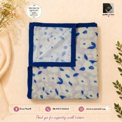 Premium 2-Layer Cotton Muslin Baby Katha / Swaddle Wrap -1Pcs